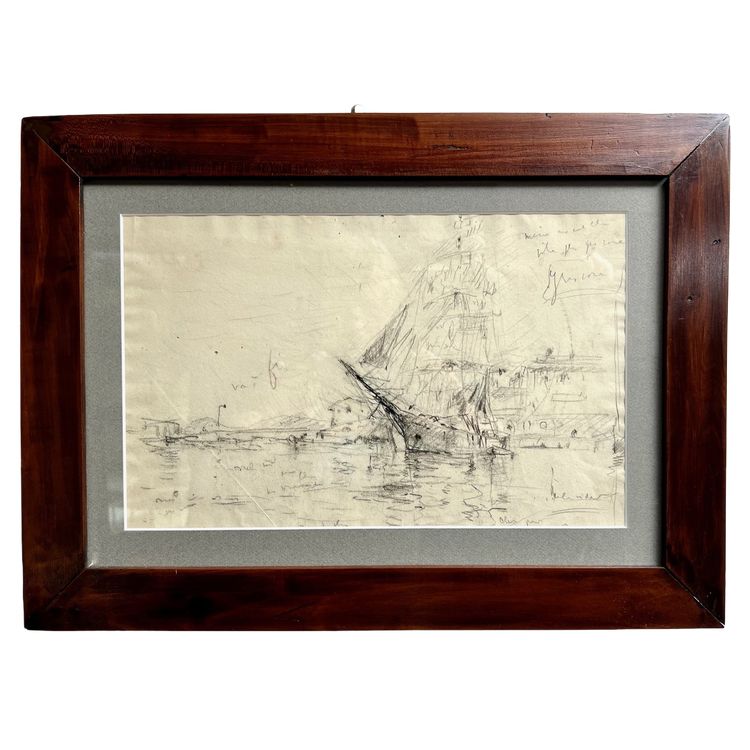 Georges RICARD-CORDINGLEY. Schooner at the dock.