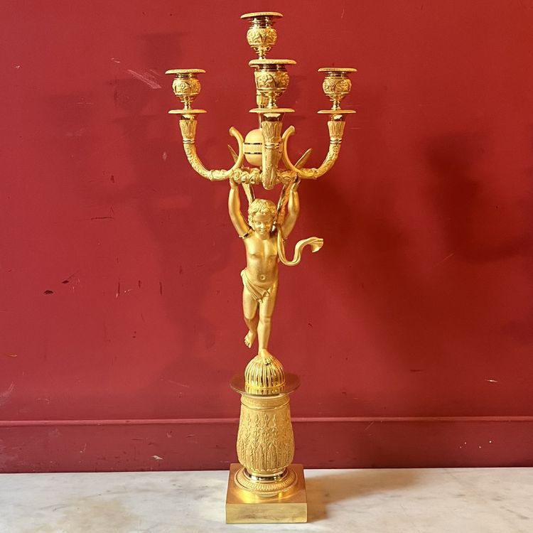 Pair of candelabra with Cupids, Charles X period