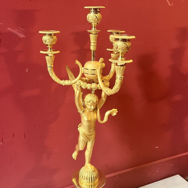 Pair of candelabra with Cupids, Charles X period