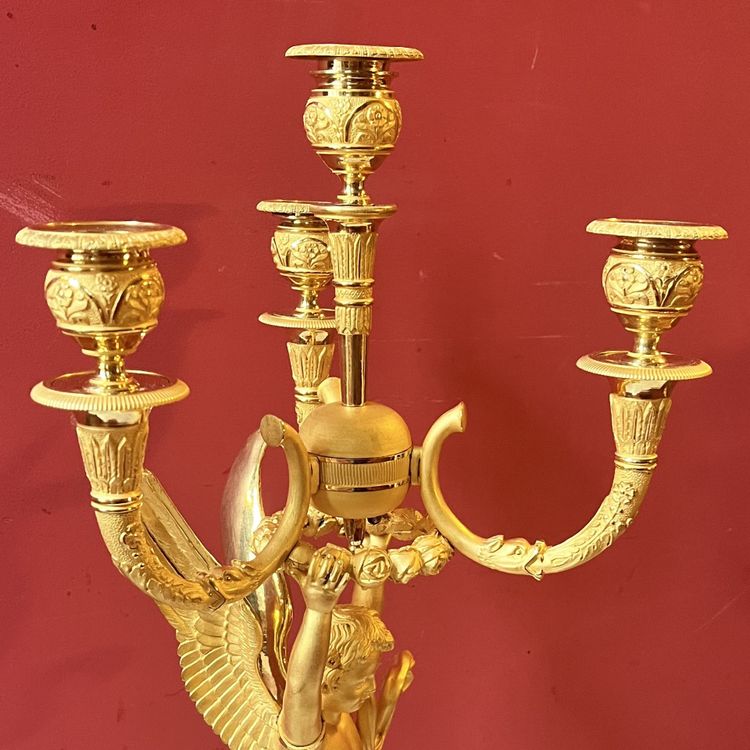 Pair of candelabra with Cupids, Charles X period