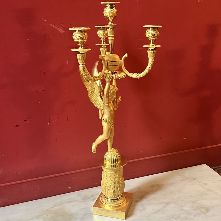 Pair of candelabra with Cupids, Charles X period
