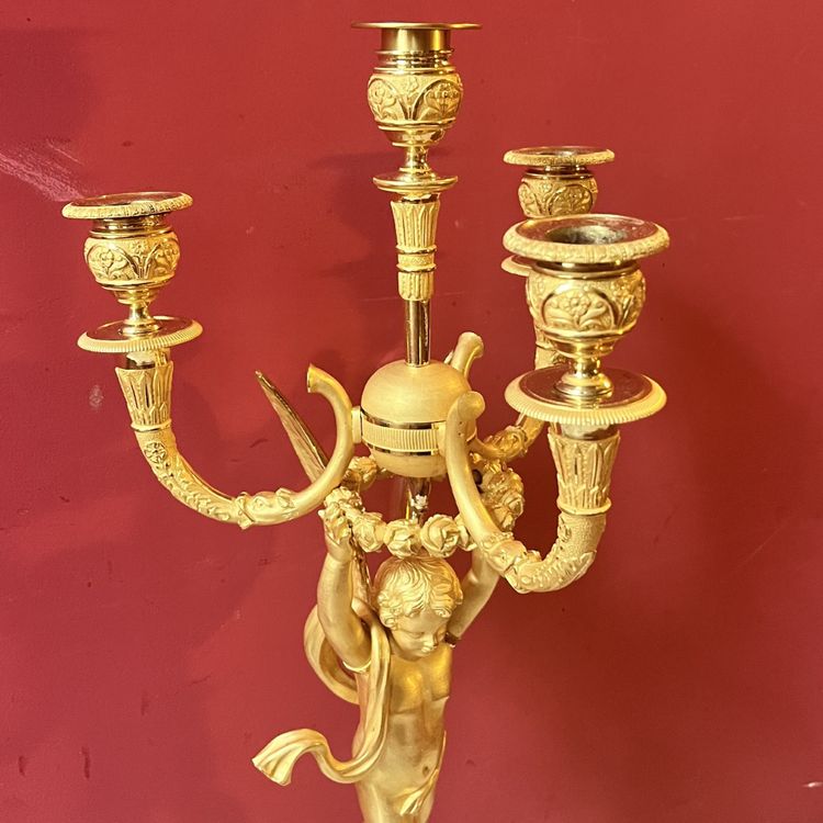 Pair of candelabra with Cupids, Charles X period