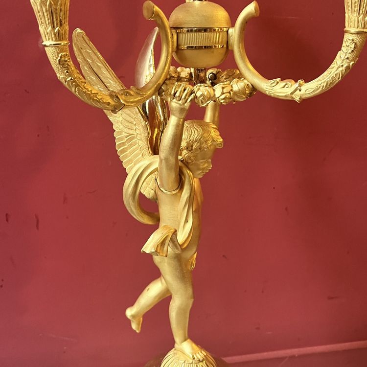 Pair of candelabra with Cupids, Charles X period
