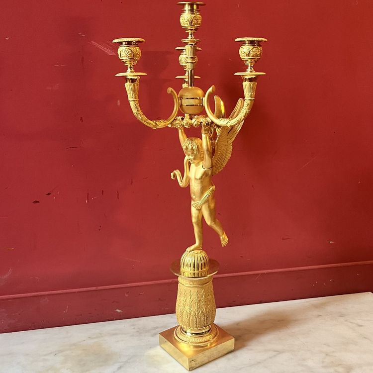 Pair of candelabra with Cupids, Charles X period