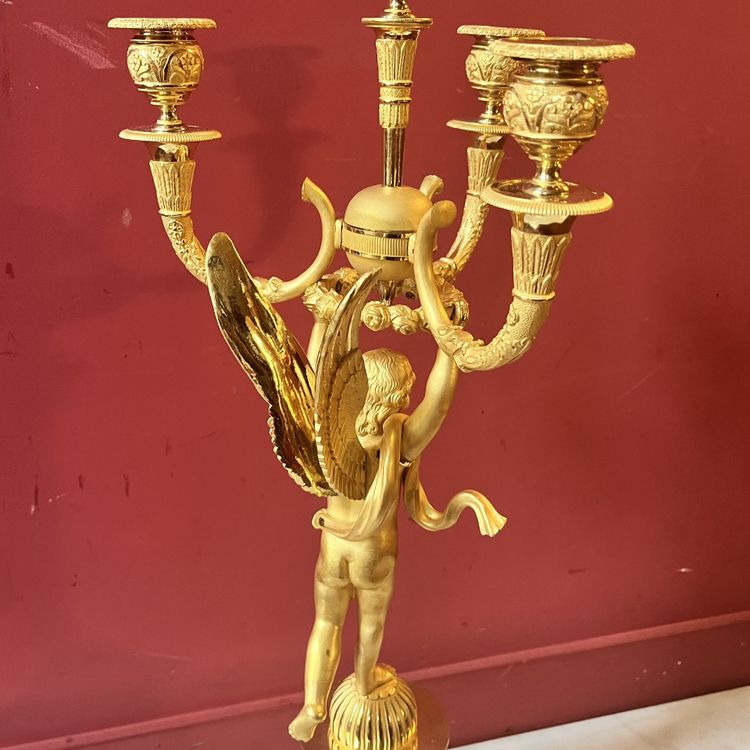Pair of candelabra with Cupids, Charles X period