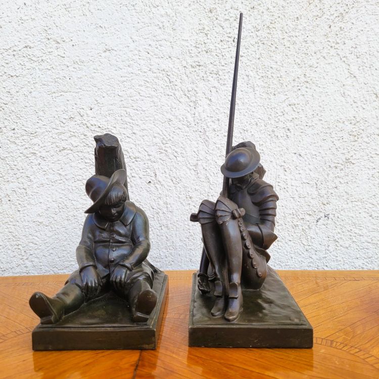 Janle / Max Le Verrier, Paire De Serre-livres Don Quichotte, Art Déco, XXème Siècle