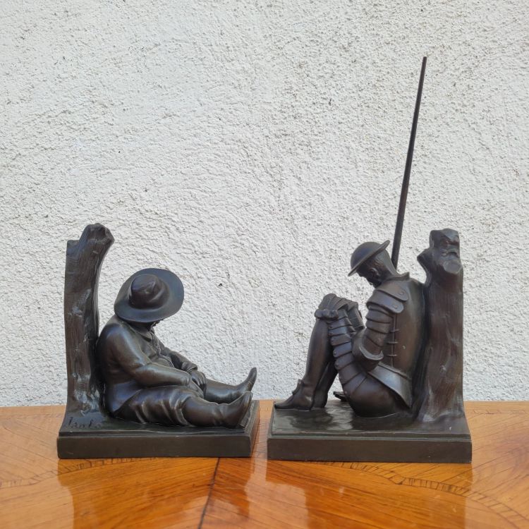 Janle / Max Le Verrier, Paire De Serre-livres Don Quichotte, Art Déco, XXème Siècle