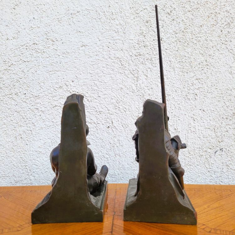 Janle / Max Le Verrier, Paire De Serre-livres Don Quichotte, Art Déco, XXème Siècle