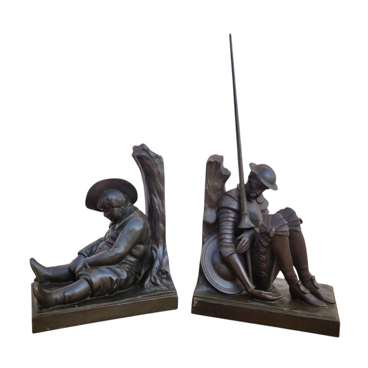 Janle / Max Le Verrier, Paire De Serre-livres Don Quichotte, Art Déco, XXème Siècle
