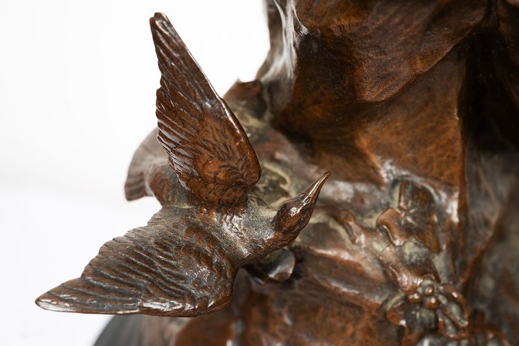 Scultura antica in bronzo firmata "Math Moreau", Francia, XIX secolo.