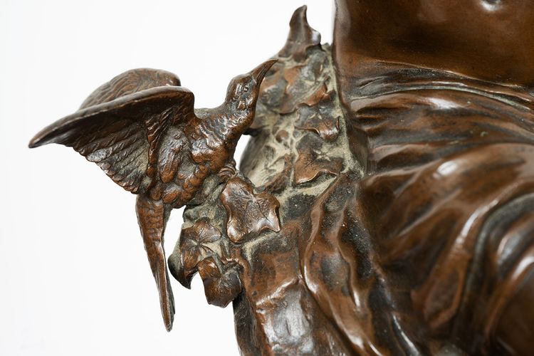 Scultura antica in bronzo firmata "Math Moreau", Francia, XIX secolo.