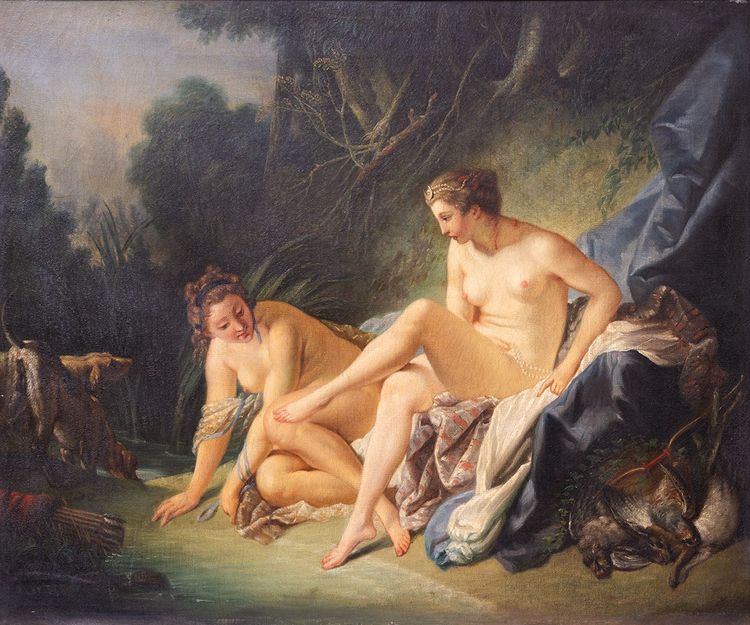 Peinture ancienne à l'huile sur toile, France, XIXe siècle.