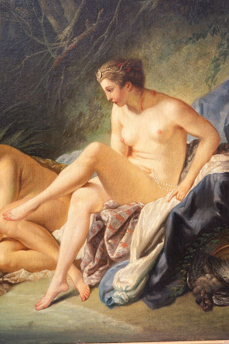 Peinture ancienne à l'huile sur toile, France, XIXe siècle.