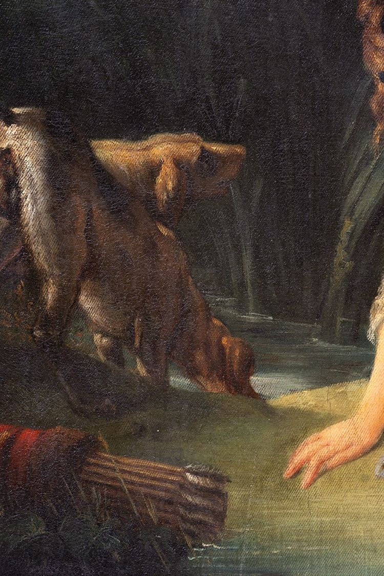 Peinture ancienne à l'huile sur toile, France, XIXe siècle.