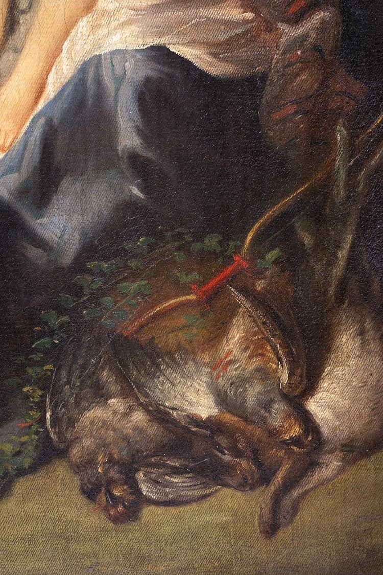 Peinture ancienne à l'huile sur toile, France, XIXe siècle.