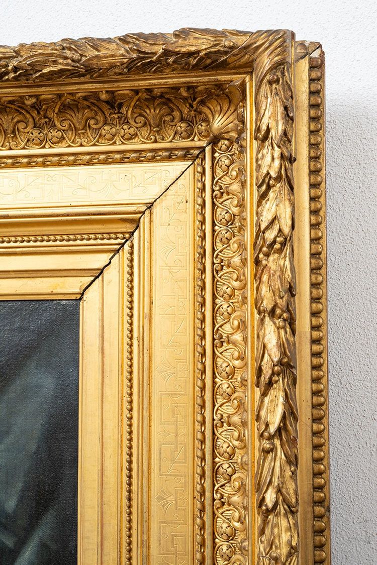 Peinture ancienne à l'huile sur toile, France, XIXe siècle.