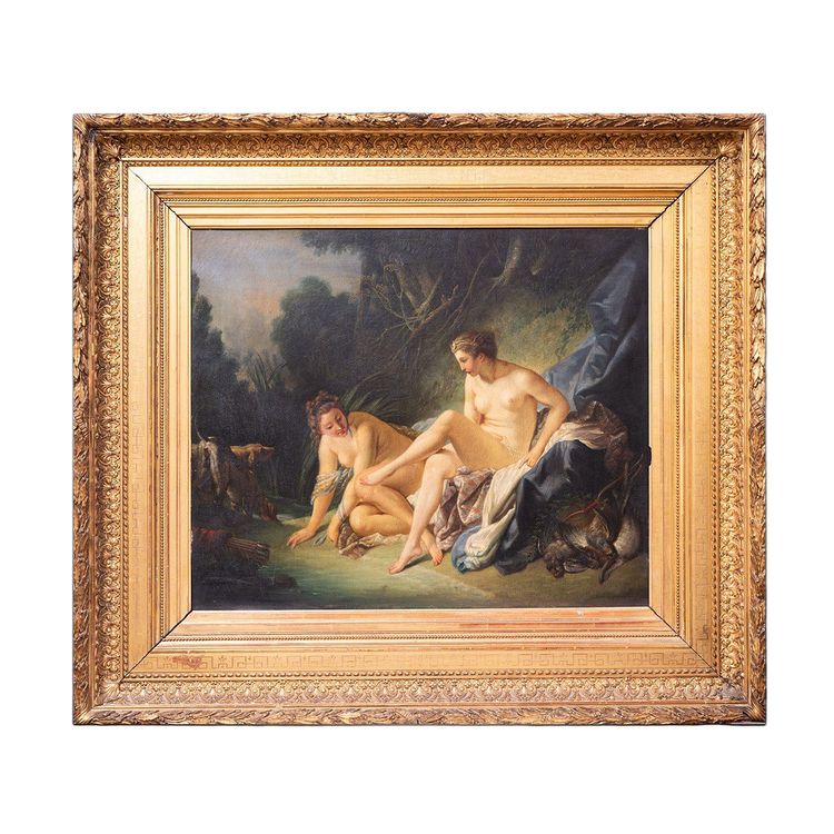 Peinture ancienne à l'huile sur toile, France, XIXe siècle.