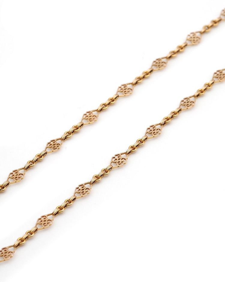 Chaine collier filigrane en or 18k, or repercé, collier ancien, chaine Napoléon III 