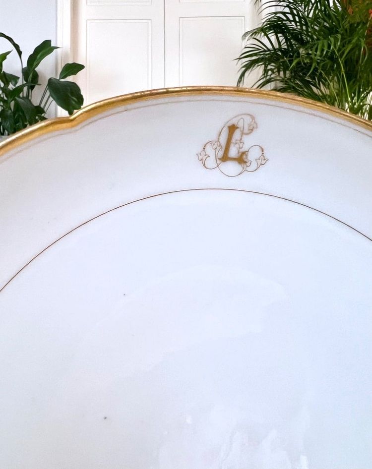 Serving cup - Limoges porcelain - Jean Pouyat - Vieux Paris - Monograms