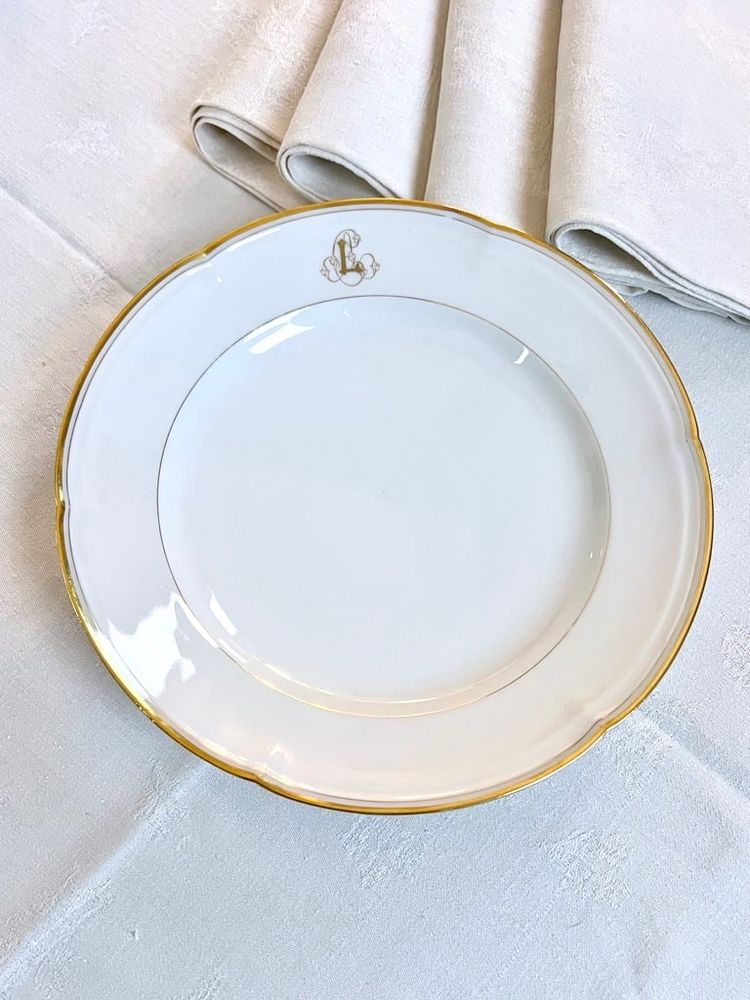 Piccolo piatto da portata - Porcelaine Jean Pouyat - Vieux Paris - Monogrammi