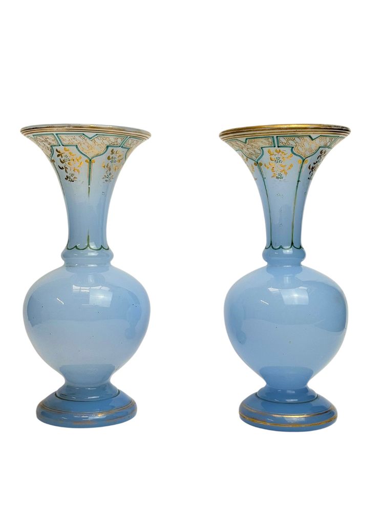 Pair of Napoleon III blue linen opaline vases