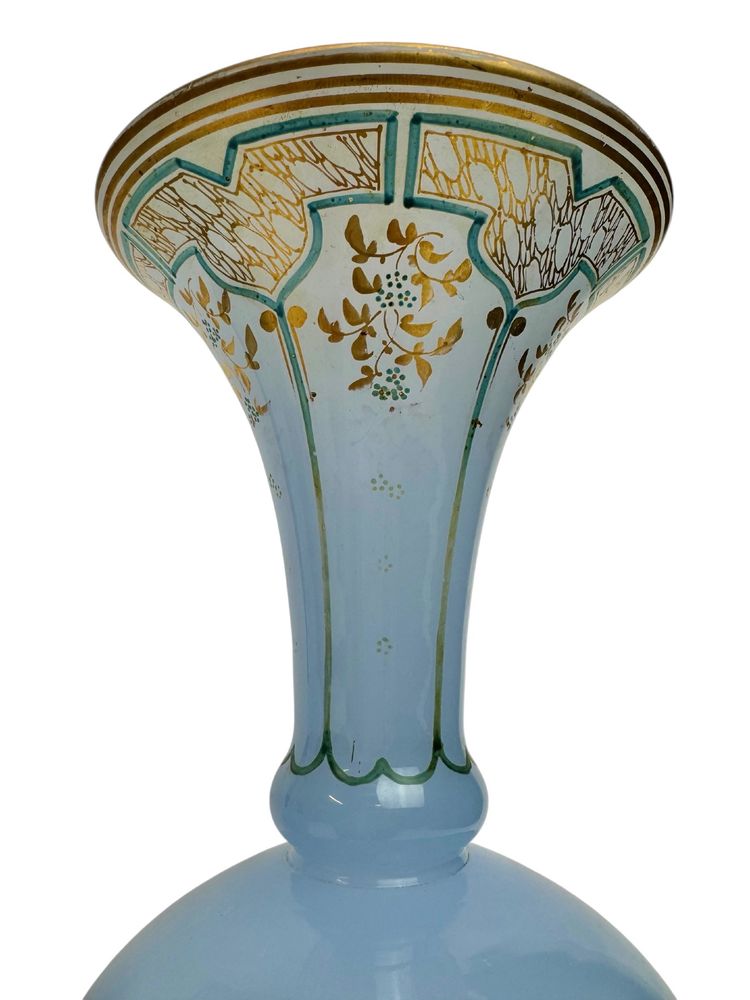 Pair of Napoleon III blue linen opaline vases