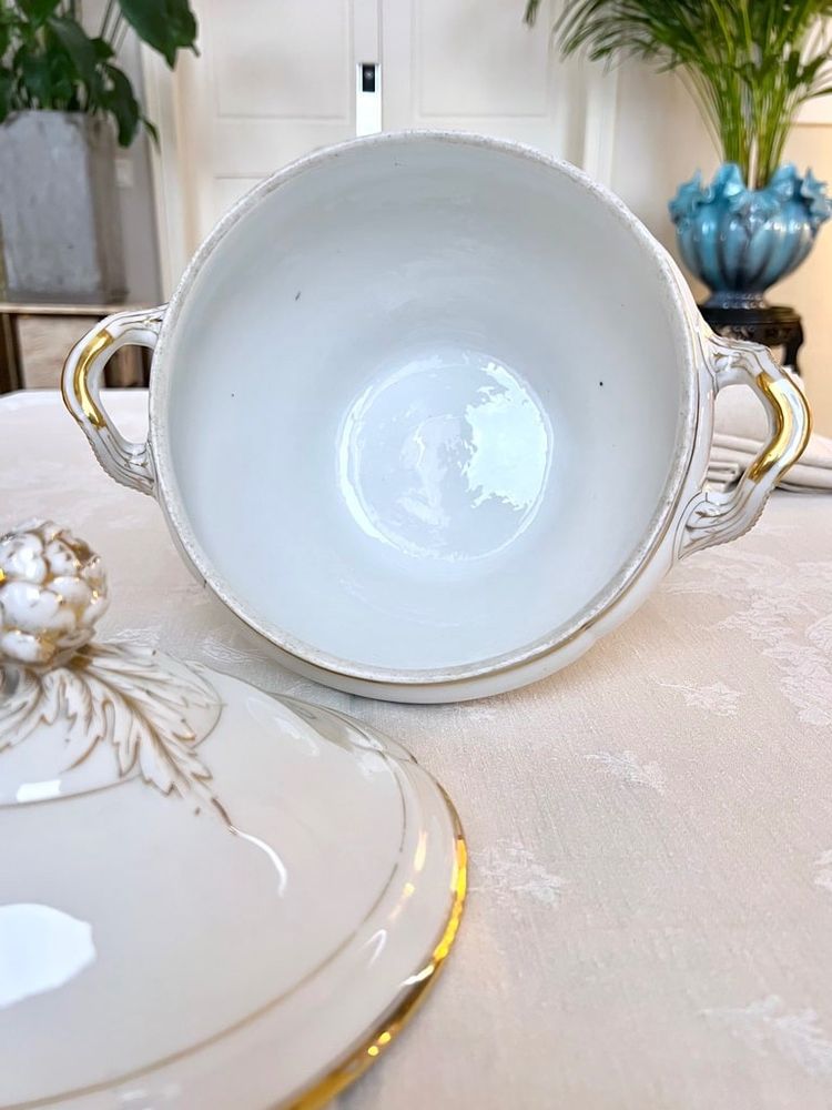 Soup tureen Limoges porcelain - Jean Pouyat - Tableware - Monograms - Vieux Paris