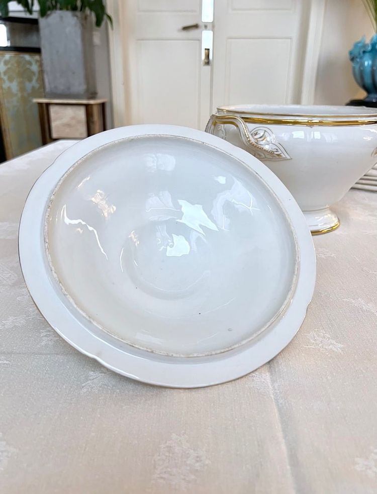 Soup tureen Limoges porcelain - Jean Pouyat - Tableware - Monograms - Vieux Paris