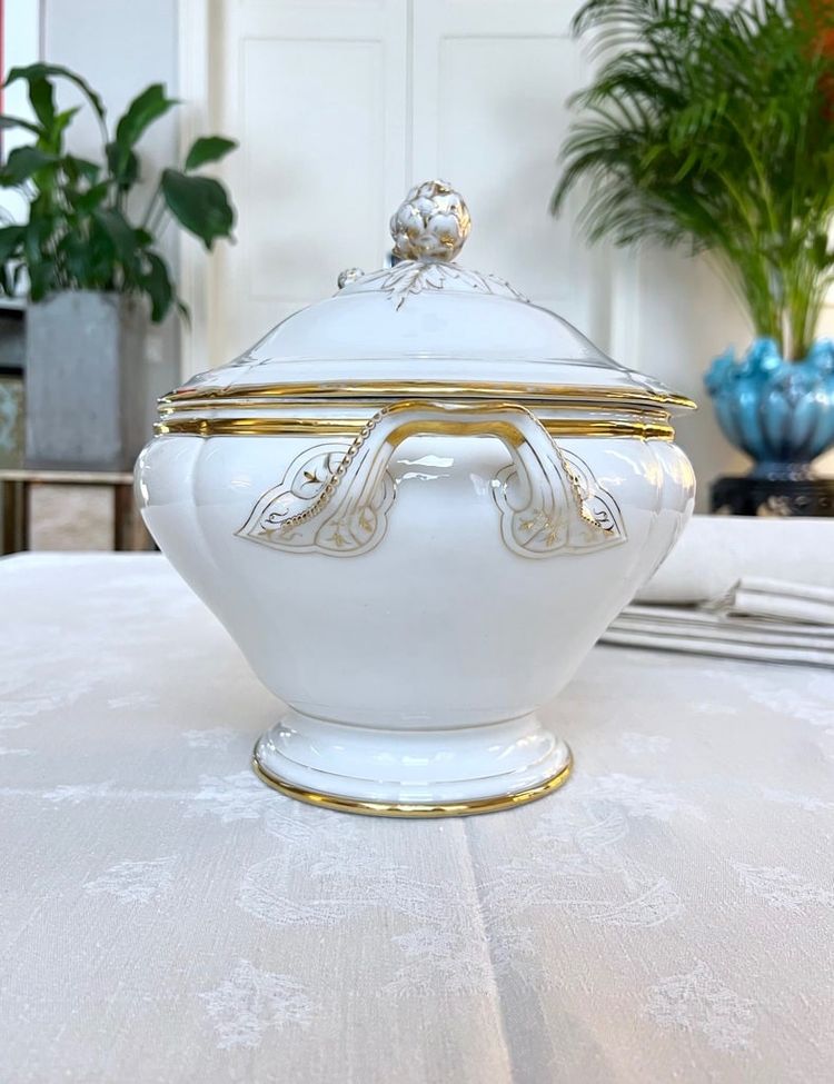 Soup tureen Limoges porcelain - Jean Pouyat - Tableware - Monograms - Vieux Paris