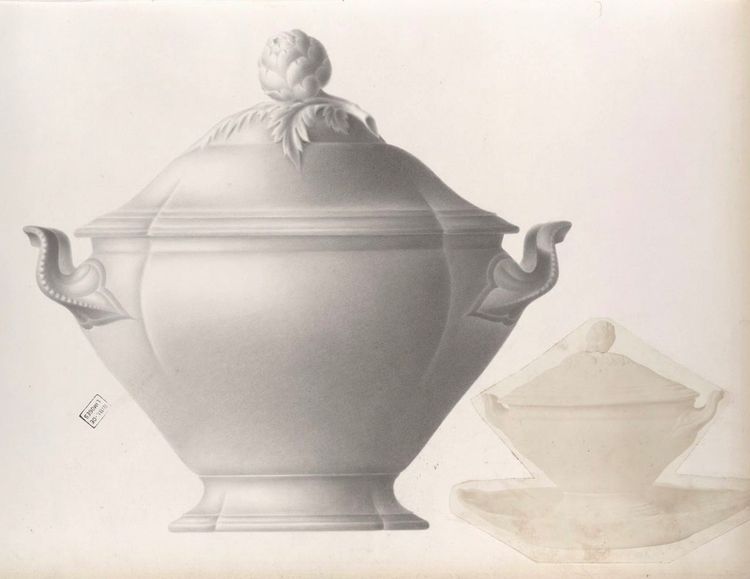 Soup tureen Limoges porcelain - Jean Pouyat - Tableware - Monograms - Vieux Paris
