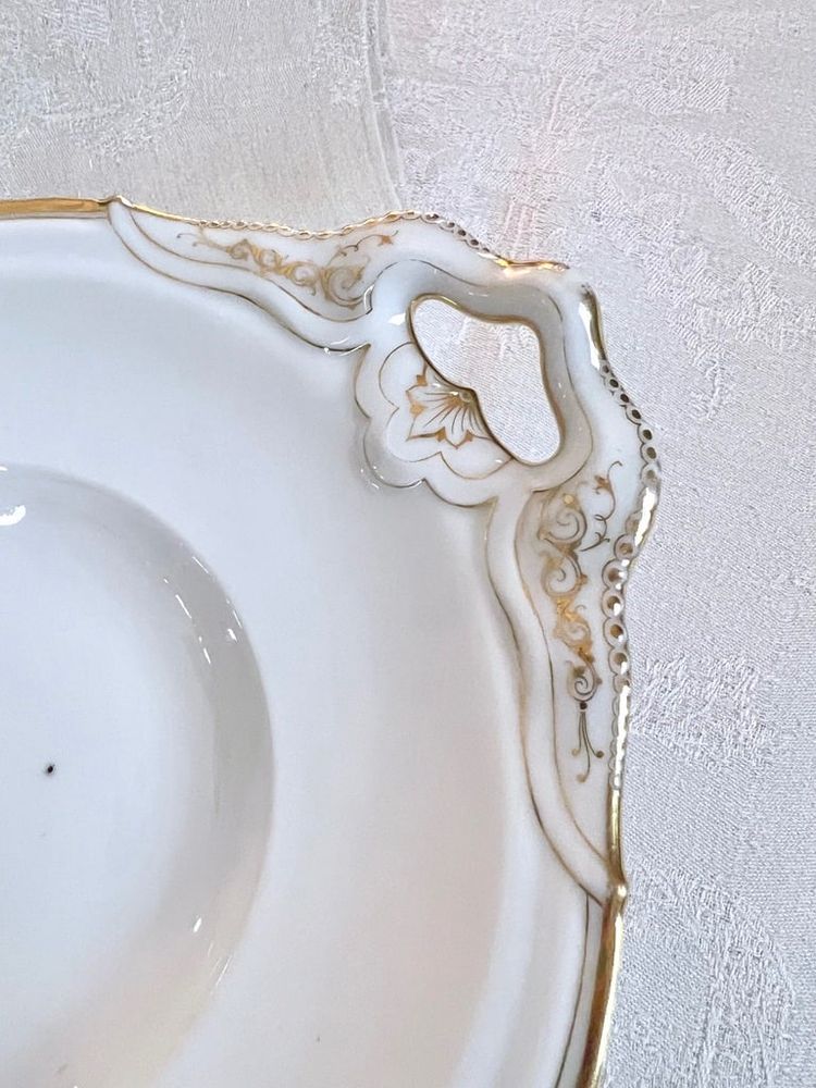 Grande piatto da portata ovale - Porcellana di Limoges Jean Pouyat - Monogrammi - Vieux Paris