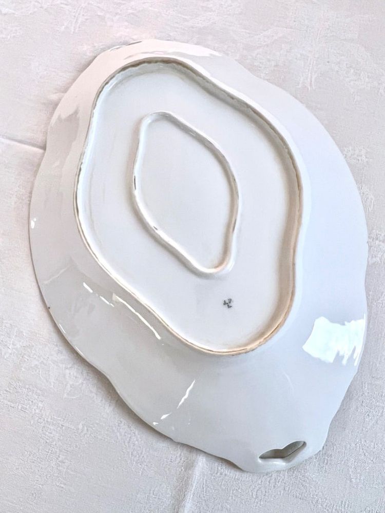 Grande piatto da portata ovale - Porcellana di Limoges Jean Pouyat - Monogrammi - Vieux Paris