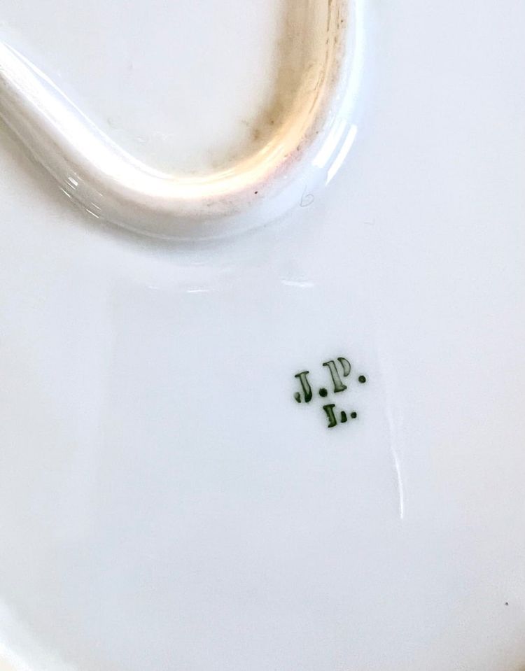 Grande piatto da portata ovale - Porcellana di Limoges Jean Pouyat - Monogrammi - Vieux Paris
