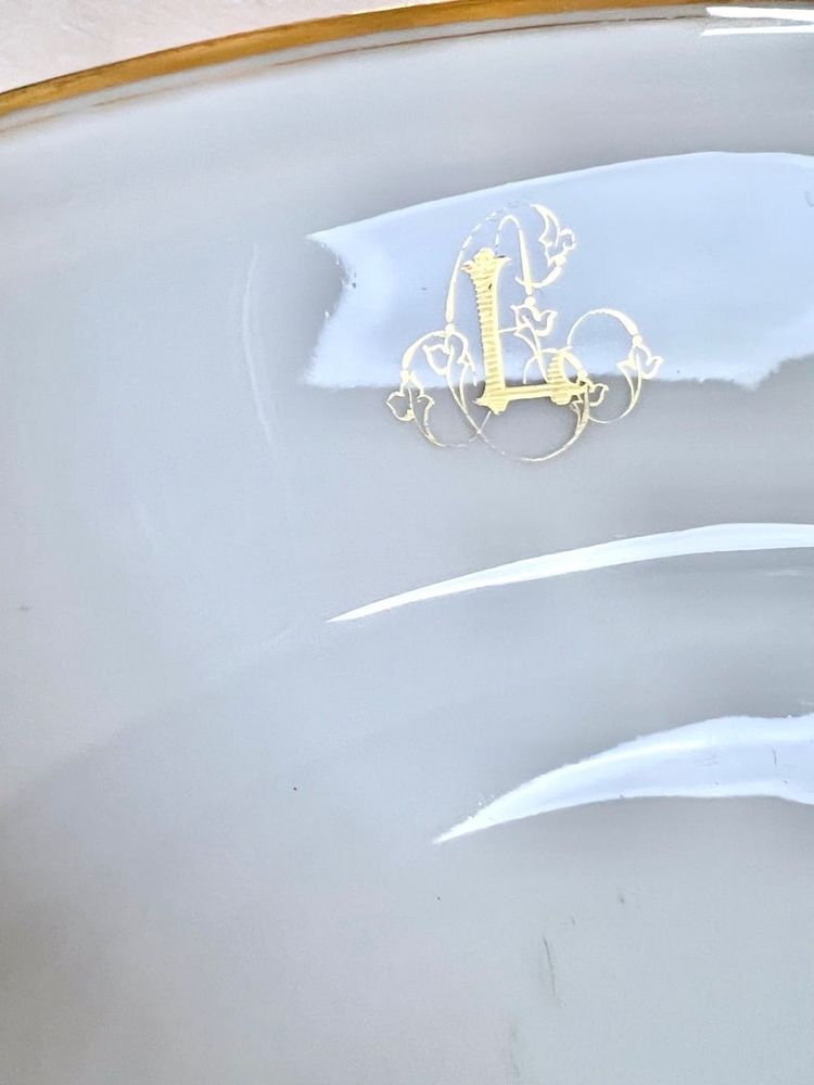 Grande piatto da portata ovale - Porcellana di Limoges Jean Pouyat - Monogrammi - Vieux Paris