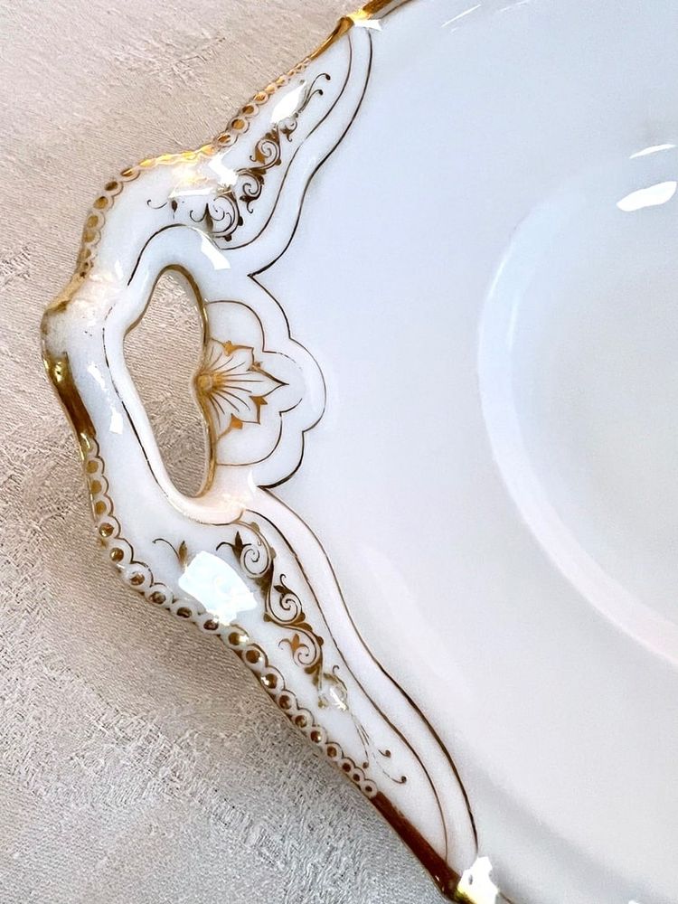 Grande piatto da portata ovale - Porcellana di Limoges Jean Pouyat - Monogrammi - Vieux Paris