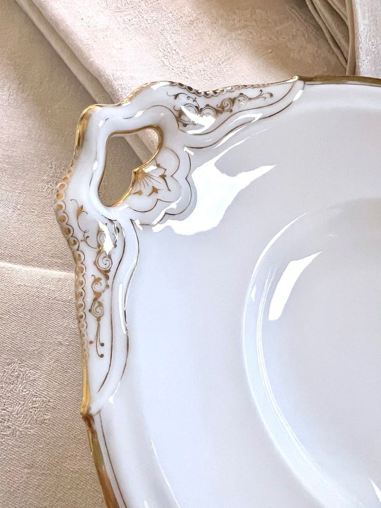 Grande piatto da portata ovale - Porcellana di Limoges Jean Pouyat - Monogrammi - Vieux Paris