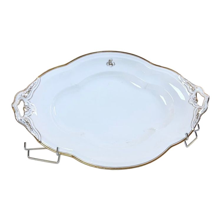 Grande piatto da portata ovale - Porcellana di Limoges Jean Pouyat - Monogrammi - Vieux Paris