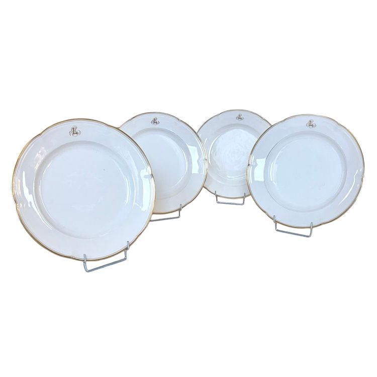 Plat De Service Grand Format - Monogrammes - Porcelaine Limoges - Jean Pouyat - Vieux Paris