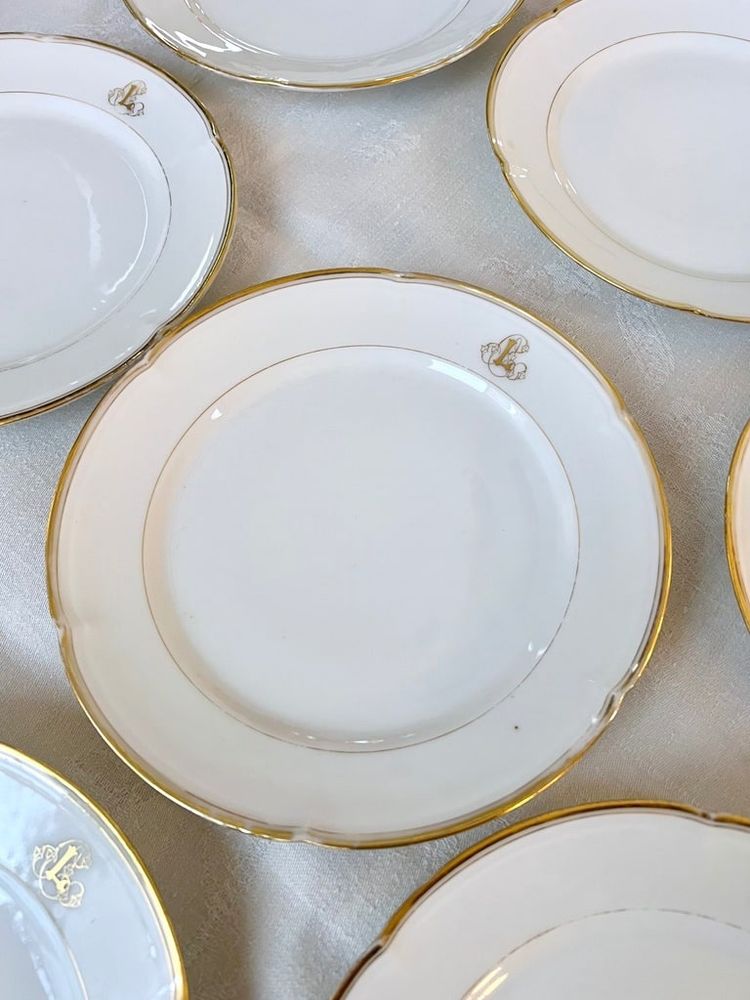 Dessertteller Weißes Porzellan - Limoges - Jean Pouyat - Vieux Paris - Monogramme