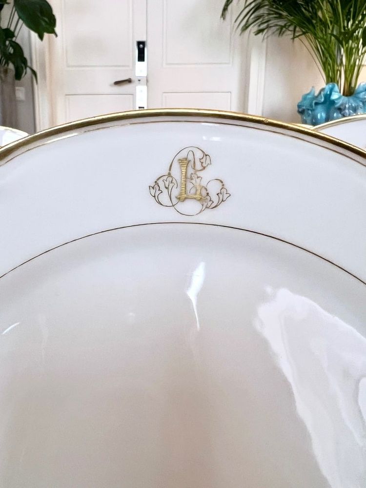 Dessertteller Weißes Porzellan - Limoges - Jean Pouyat - Vieux Paris - Monogramme