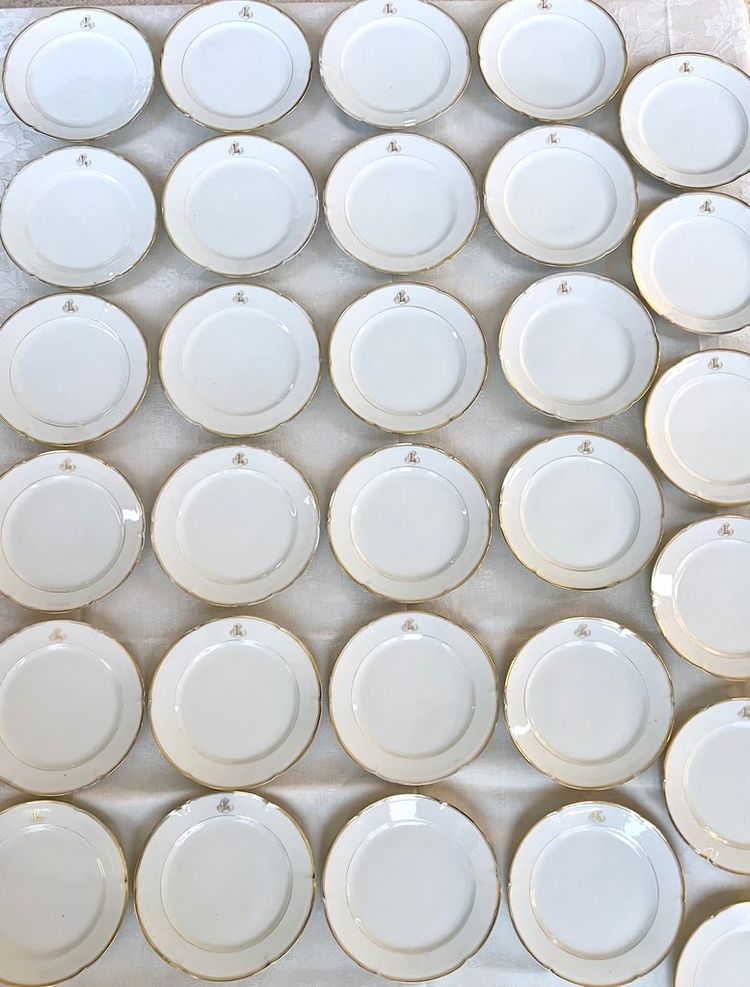 Dessertteller Weißes Porzellan - Limoges - Jean Pouyat - Vieux Paris - Monogramme