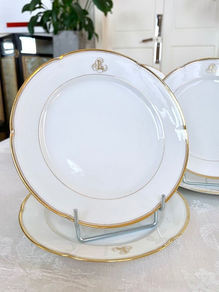 Dessertteller Weißes Porzellan - Limoges - Jean Pouyat - Vieux Paris - Monogramme