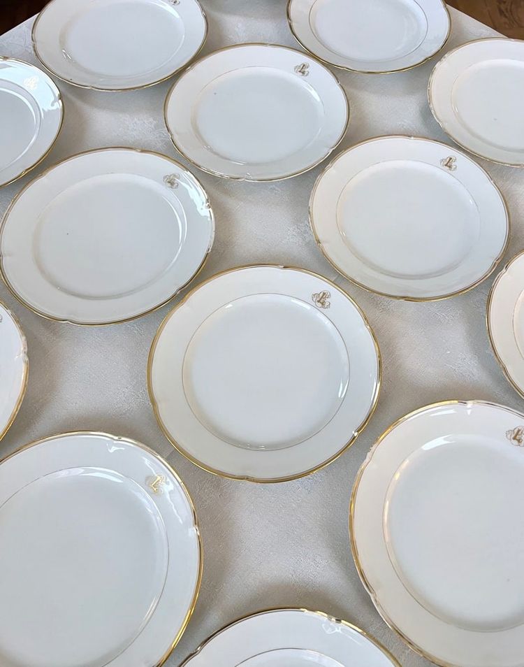 Dessertteller Weißes Porzellan - Limoges - Jean Pouyat - Vieux Paris - Monogramme