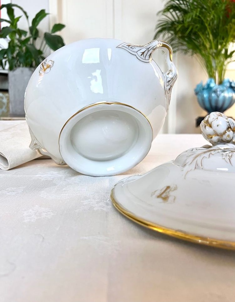 Gemüseschale Gedeckt Porzellan Limoges - Fretel Monogramme - Jean Pouyat - Vieux Paris - Service