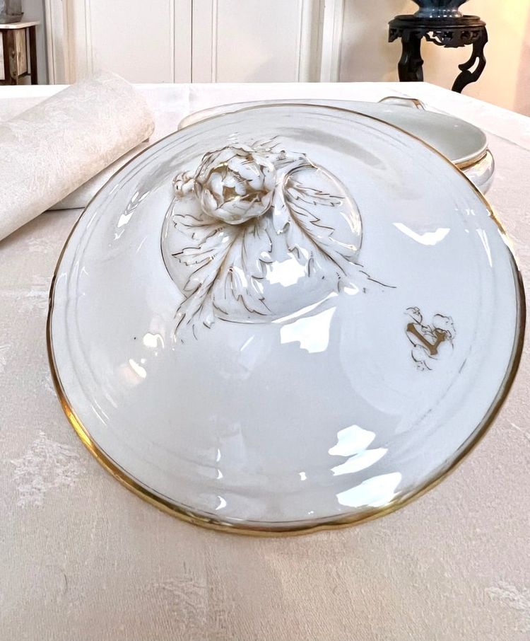 Gemüseschale Gedeckt Porzellan Limoges - Fretel Monogramme - Jean Pouyat - Vieux Paris - Service