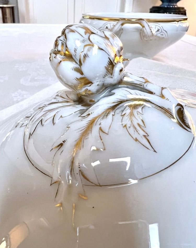 Gemüseschale Gedeckt Porzellan Limoges - Fretel Monogramme - Jean Pouyat - Vieux Paris - Service