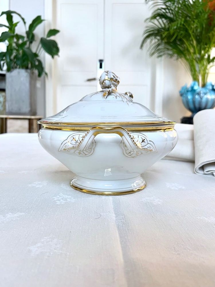 Gemüseschale Gedeckt Porzellan Limoges - Fretel Monogramme - Jean Pouyat - Vieux Paris - Service
