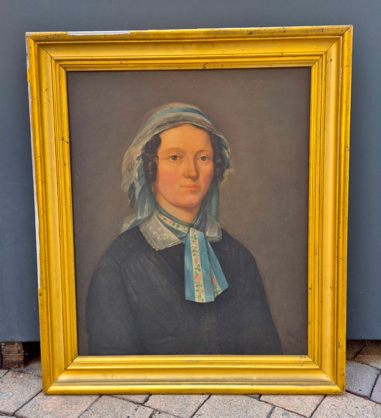 2 portrait huile sur toile datés 1850