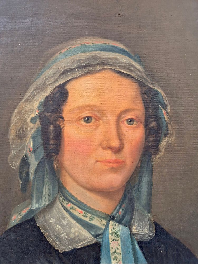 2 portrait huile sur toile datés 1850