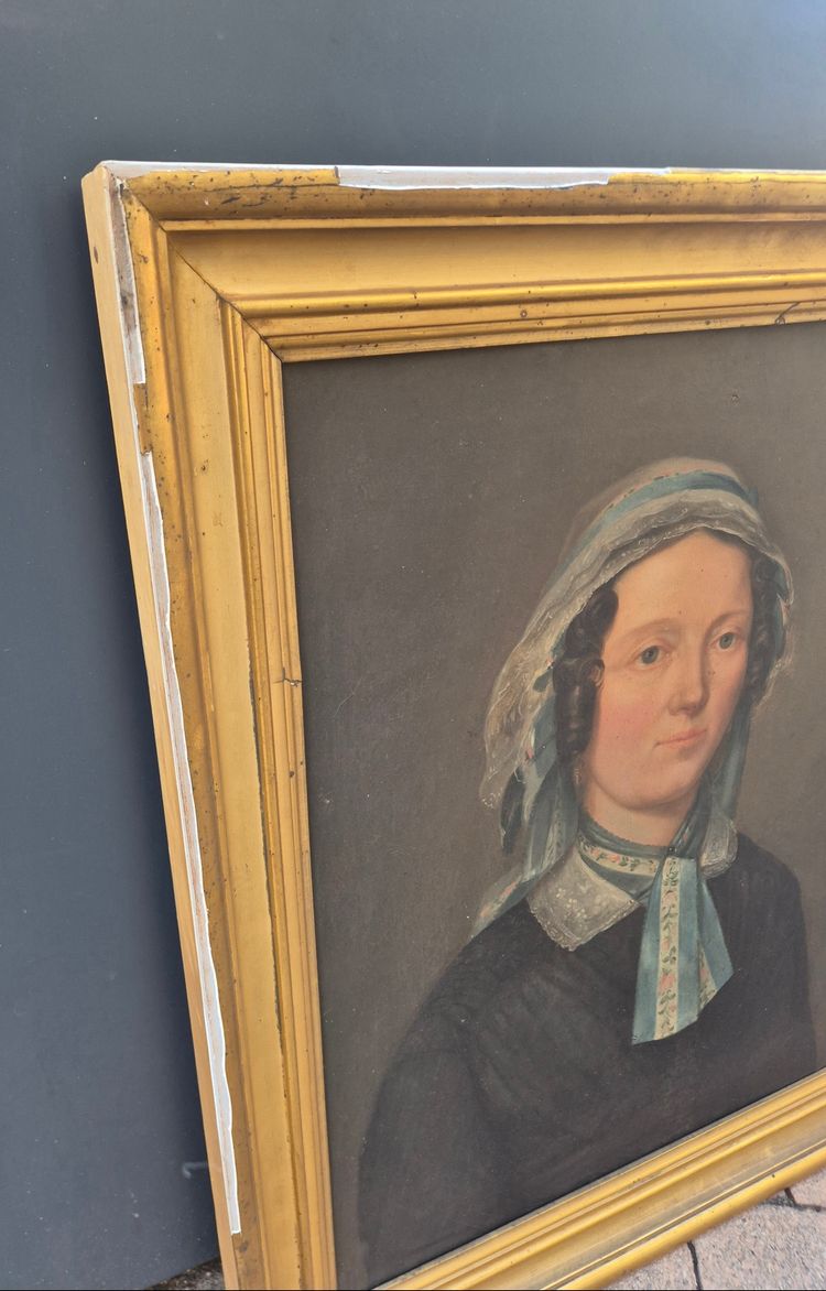 2 portrait huile sur toile datés 1850